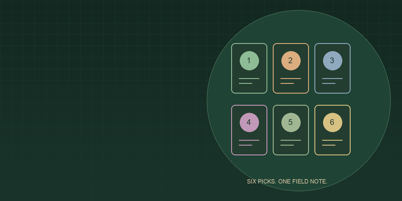 Original diagram of six numbered draft cards; illustration, not a TuffyMon screenshot